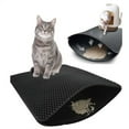 thumbnail image 3 of Harlier Cat Litter Mat, Premium Double Layer Waterproof Kitty Litter Mat, Honeycomb Design for Scatter Control, Easy to Clean Cat Mats for Litter Box (Black, Small, 18"x12"), 3 of 7