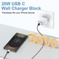 thumbnail image 2 of Type C Charger Block Fast Charging, PD 20W Charging Block with Type C to C Cable 6FT, USB C Block Charger Wall Adapter Plug Charger Station Power Base Compatible for iPhone Samsung Android, White, 2 of 7