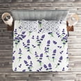 thumbnail image 2 of Ambesonne Lavender Quilted Coverlet 3 Pcs, Watercolor Art Plant, King Size, Violet Green, 2 of 2