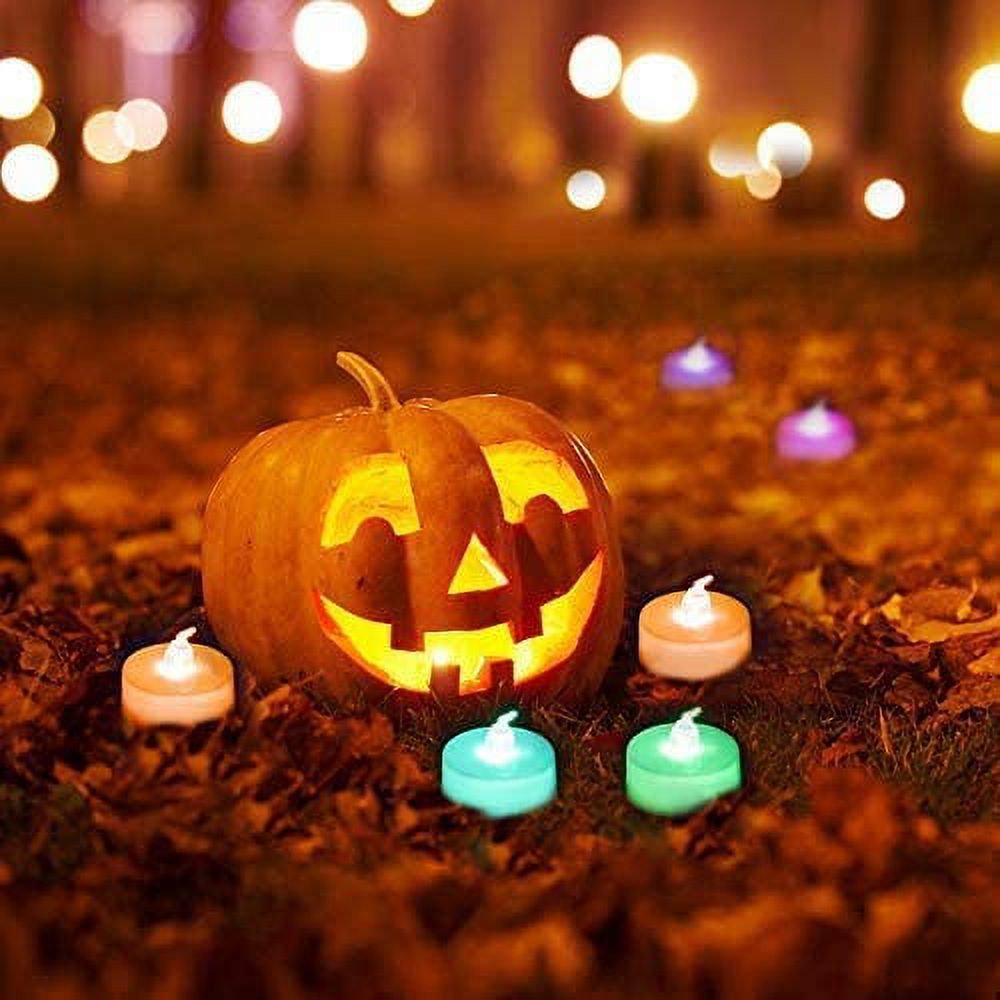 Haitral Candle Lamps Waterproof Candles, 24pcs Battery Operated LED Decorative Flameless Candles Flickering Colorful Light