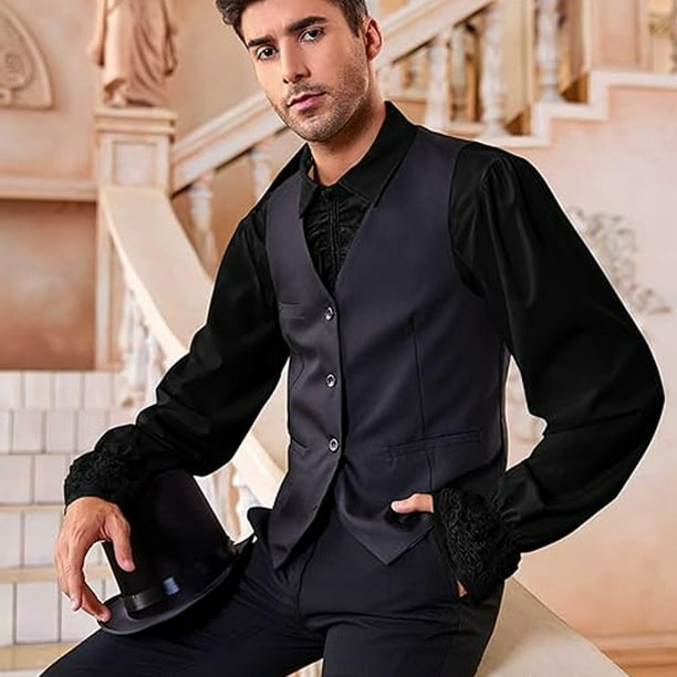 Camisa pirata con volantes para hombre estilo victoriano renacentista steampunk vampiro poeta disfraz gotico medieval Bodega Aurrera en linea