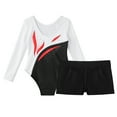 thumbnail image 6 of YONGHS Kids Girls Shiny Diamond Ballet Dancewear Long Sleeve Gymnastics Leotard with Shorts Set White&Black 12, 6 of 6