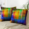 thumbnail image 3 of LALILO Throw Pillow Covers Art Bright Rainbow Tiled Art Cushion Cover 18" x 18", 2 Pack, 3 of 6