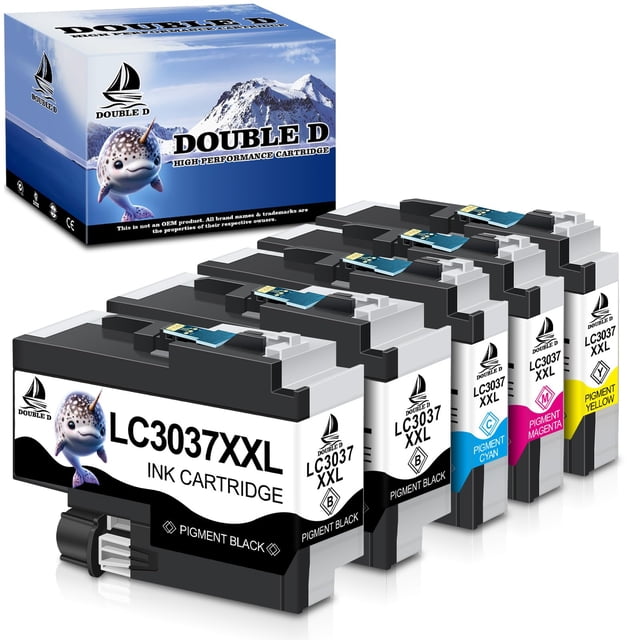 Cartucho de tinta DOUBLE D LC3037 XXL, paquete de 5 unidades para impresoras Brother