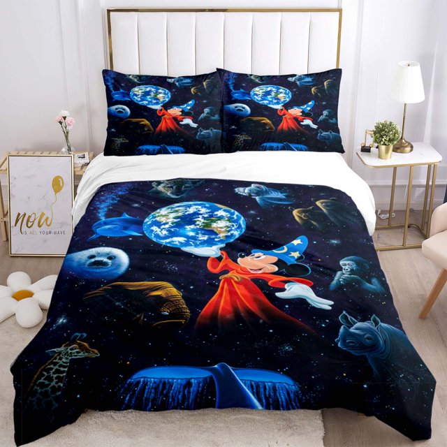 Disney Mickey Minnie Mouse Quilt Cover Pillowcase Bedding Three Piece Set Multi Size Comforter Duvet Cover Anime Bedding SetsEU Twin 135x200cm Gao Jinjia LED