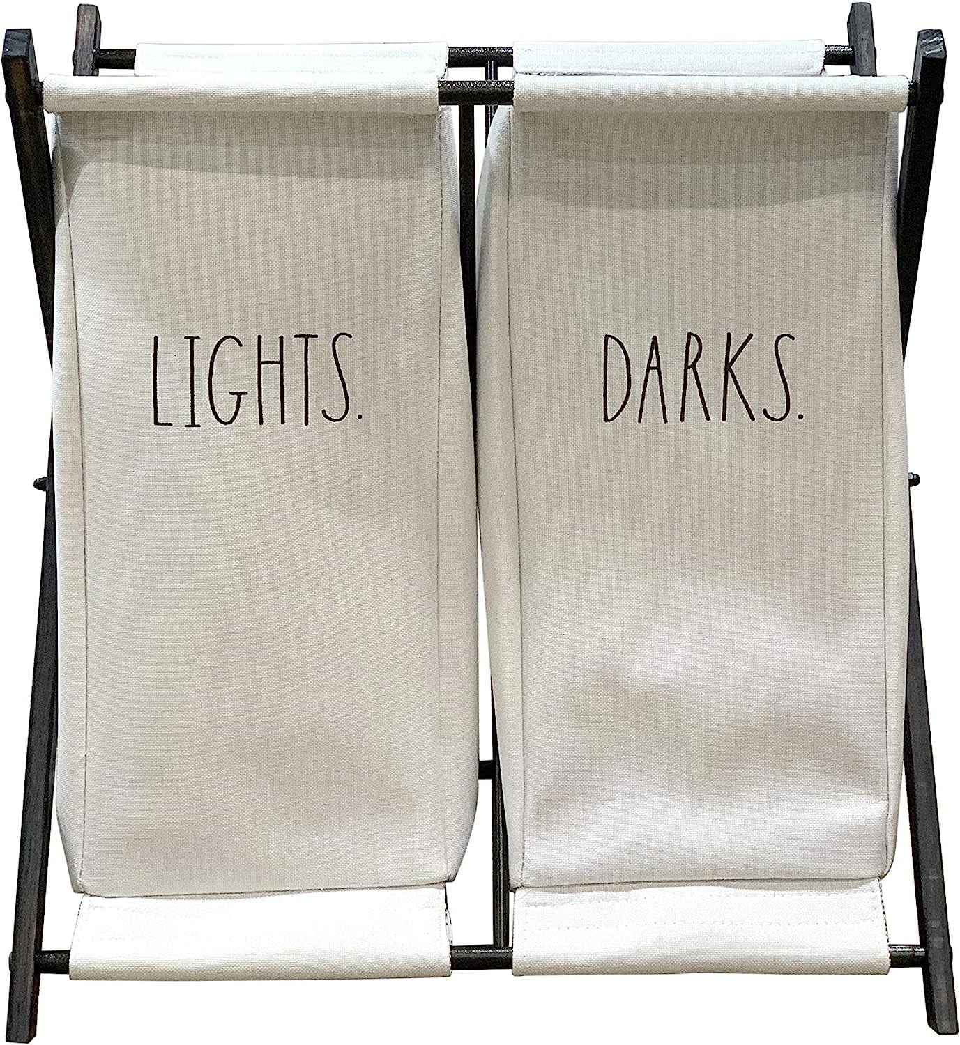 Folding Laundry Hamper Two Section Clothes Bin For Easy Divide Of