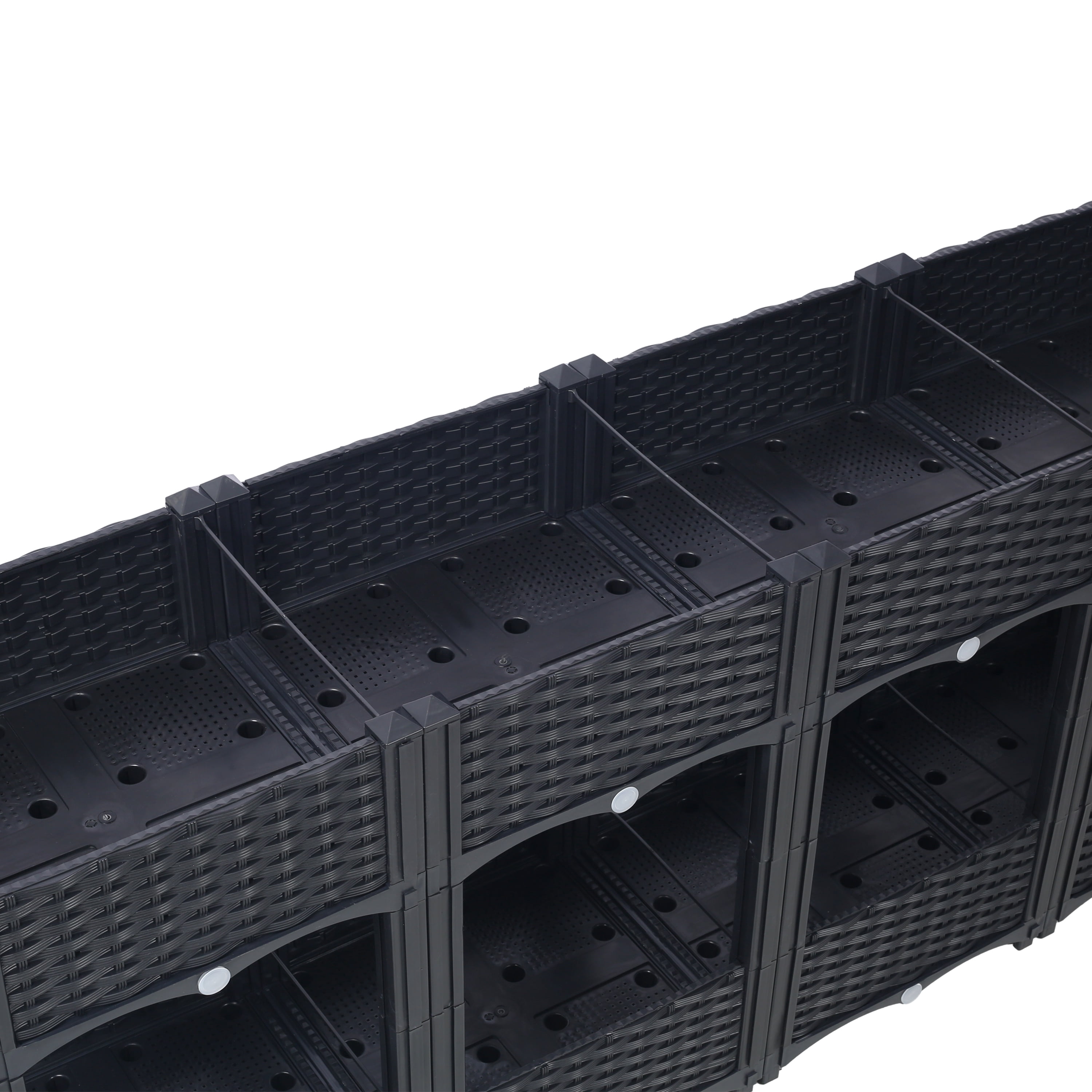 AsterOutdoor Planter Raised Beds, Elevated Garden Box , Polypropylene Rattan Pattern with Drainage Plug