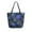 Blue Snowflake Pattern, variant on Open Top Canvas Tote Bag with Zipper Reusable Shopping Bag 13.5x15" Roomy Carryall Blue Snowflake Pattern