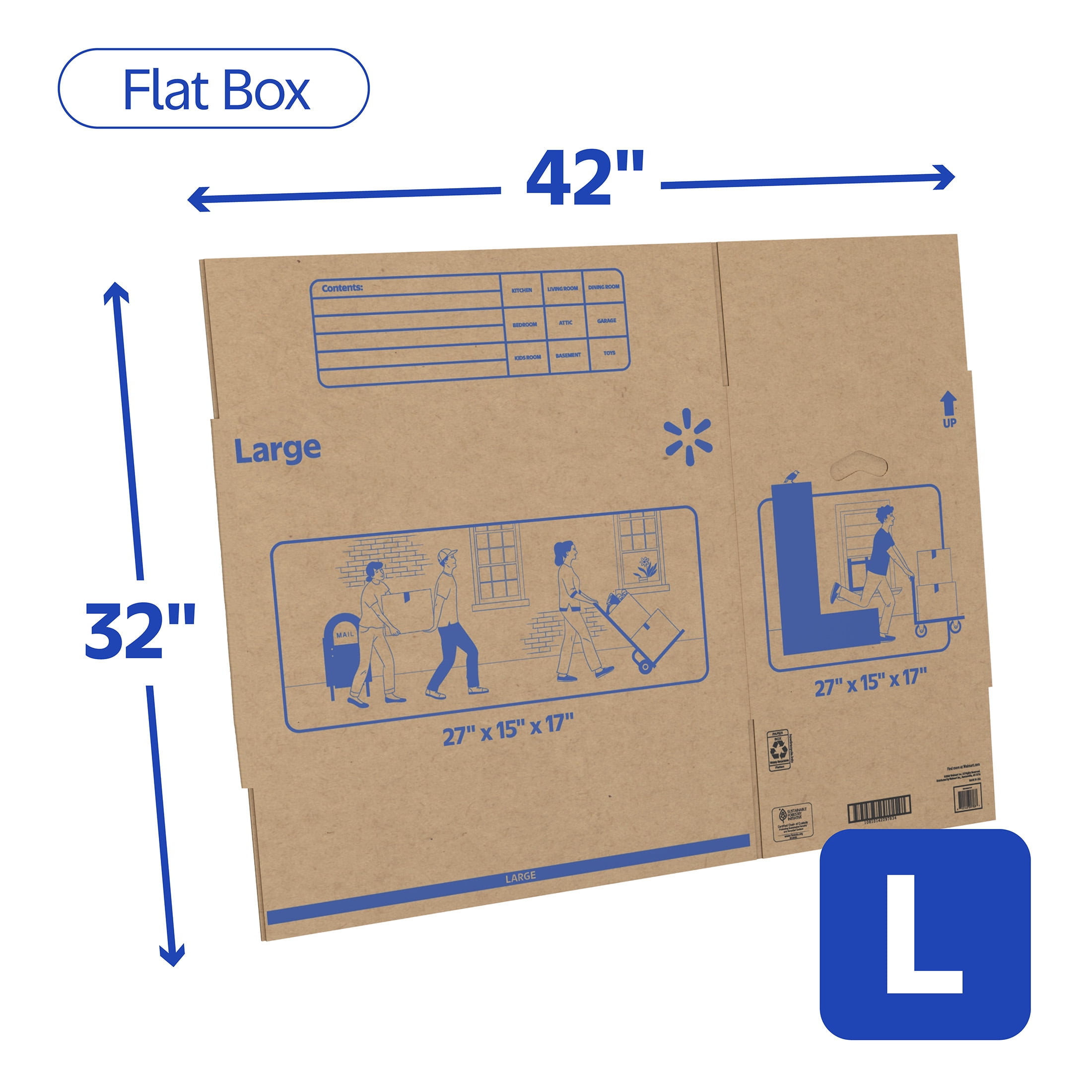 Walmart 27x15x17 Large Boxes, 150-CT Pallet