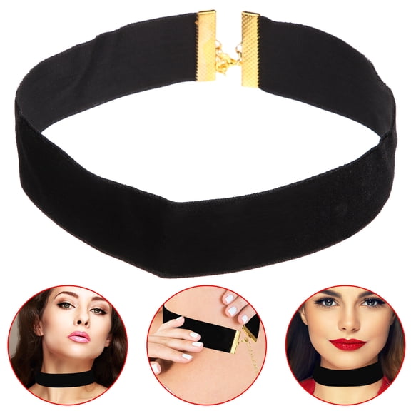 KALLORY Black Velvet Choker Necklace for Women, Wide Band, Stylish Fashion Jewelry Accessory