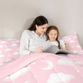 thumbnail image 5 of jejeloiu Kawaii Moon Clouds Queen Comforter Set,Cure Stars Pattern Bedding Comforter Set For Girl Teens Reversible 3pcs, 5 of 8
