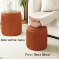 thumbnail image 6 of Orange Round Storage Ottoman Set of 2, Large Velvet Ottoman with Storage, Multifunctional Vanity Stool, Small Pouf Ottomans Foot Stool, Storage Stools for Living Room, Bedroom, 6 of 13