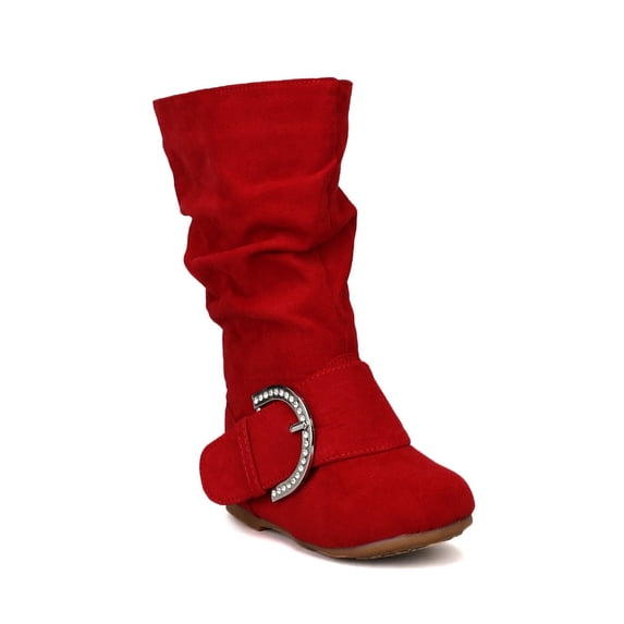 Jelly Beans Garina New Suede Slouchy Jeweled Buckle Riding Boot (Toddler/ Girl)