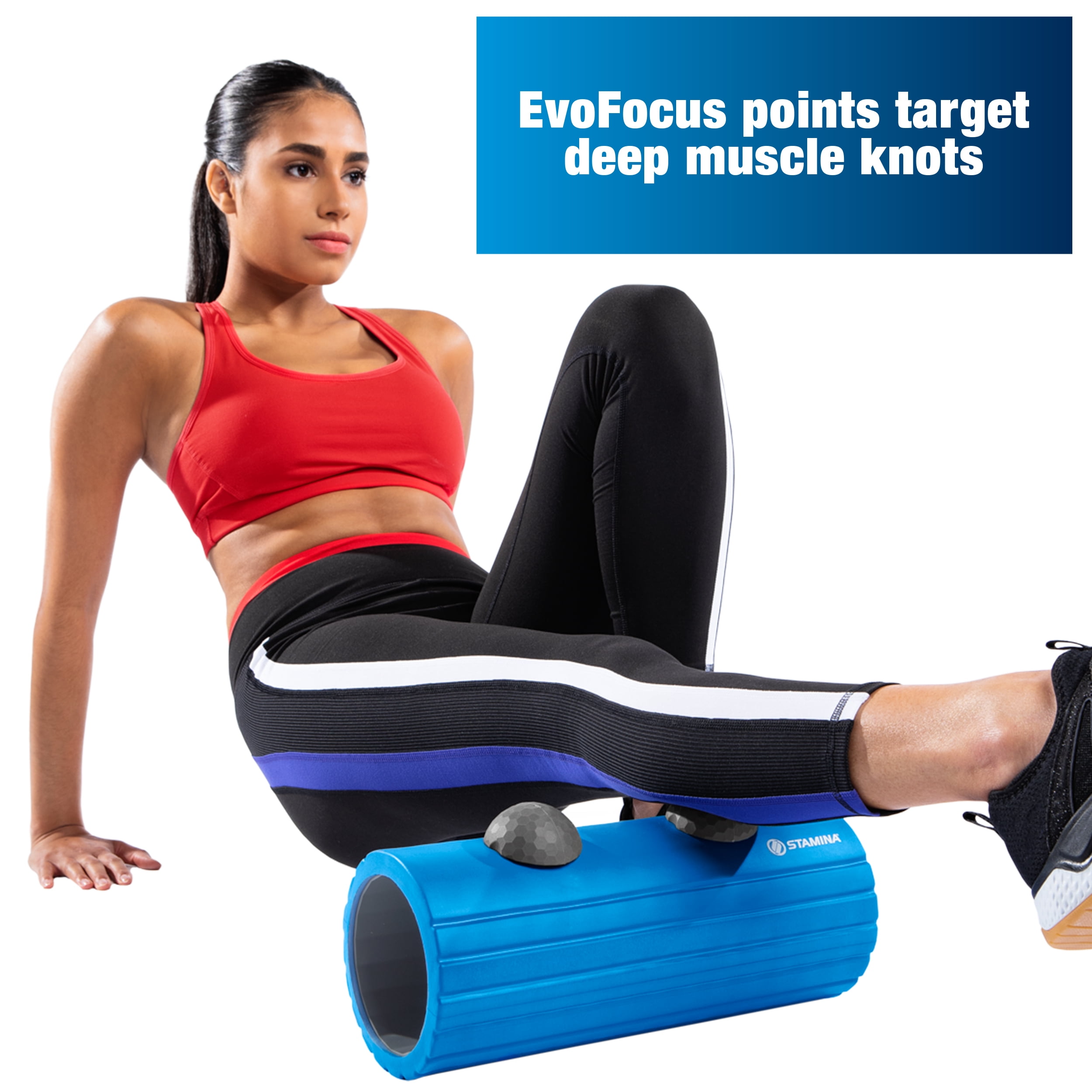 Stamina 13" Hollow Core Foam Roller with EVO Focus Technology, Blue/Gray