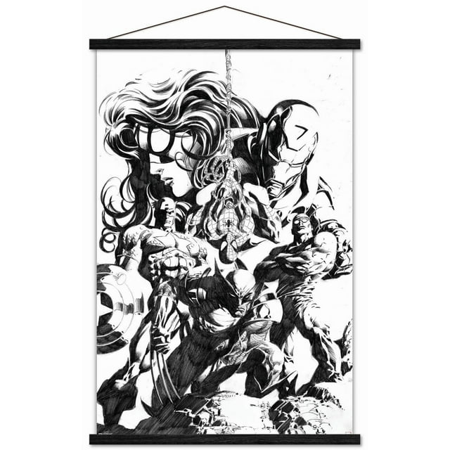 Marvel Sketch - Group Wall Poster, 14.725" x 22.375" Framed