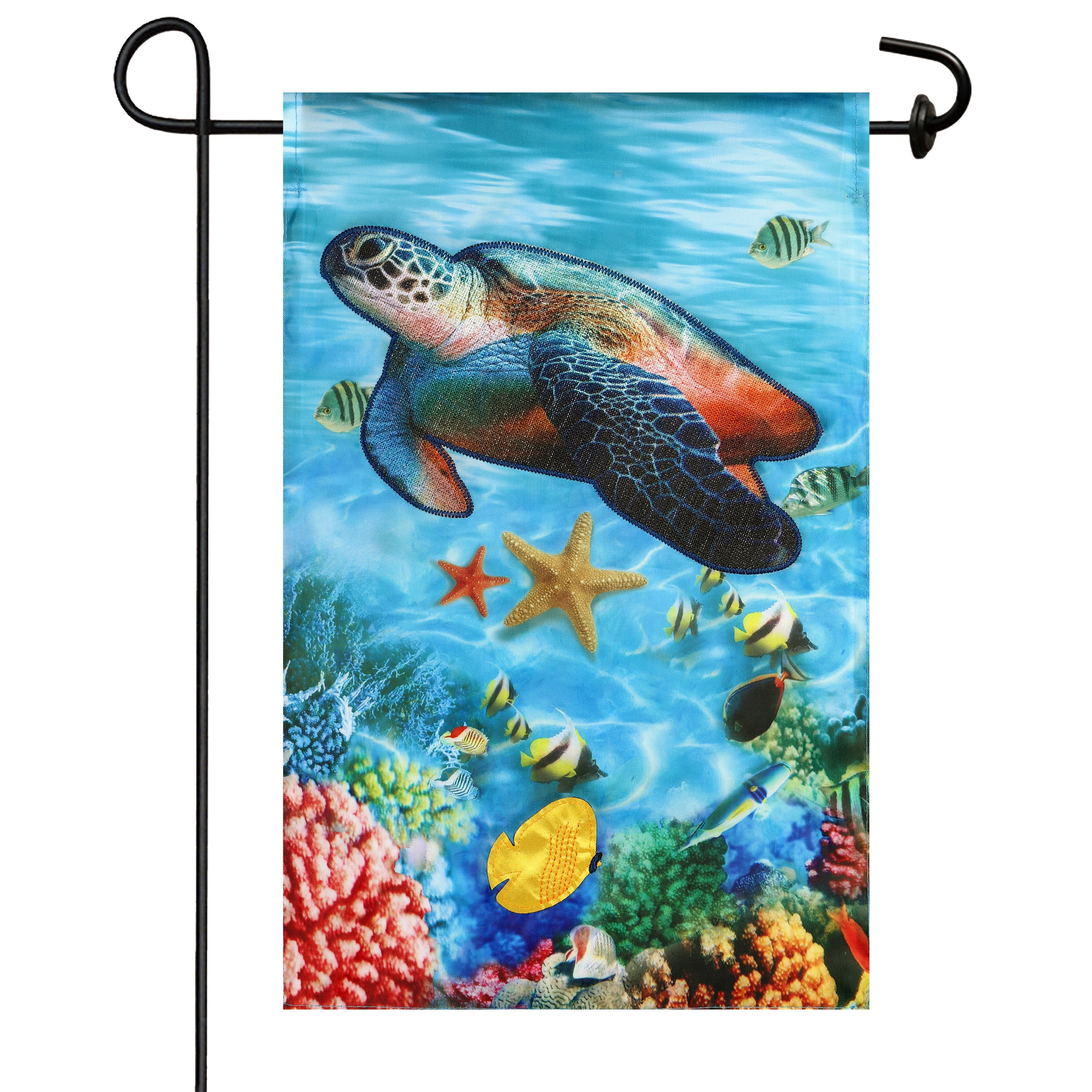 Ocean Sea Turtle Blue Yard Flag 11.5in x 18in