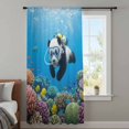 thumbnail image 3 of Funny Diving Panda Sheer Curtains 45 Inches Long, Ocean Sea Coastal Coral Fish Marine Life Light Filering Curtains, Breathable Simi Curtain Privacy Drapes for Kitchen Bathroom Small Window Treatment, 3 of 9