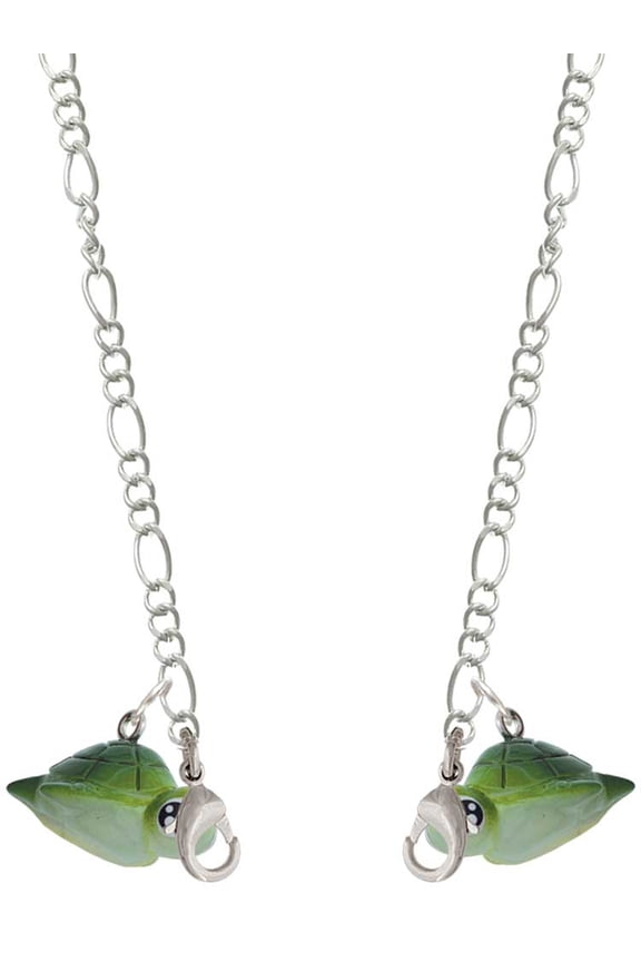 Resin Sea Turtle Silvertone Face Mask Necklace