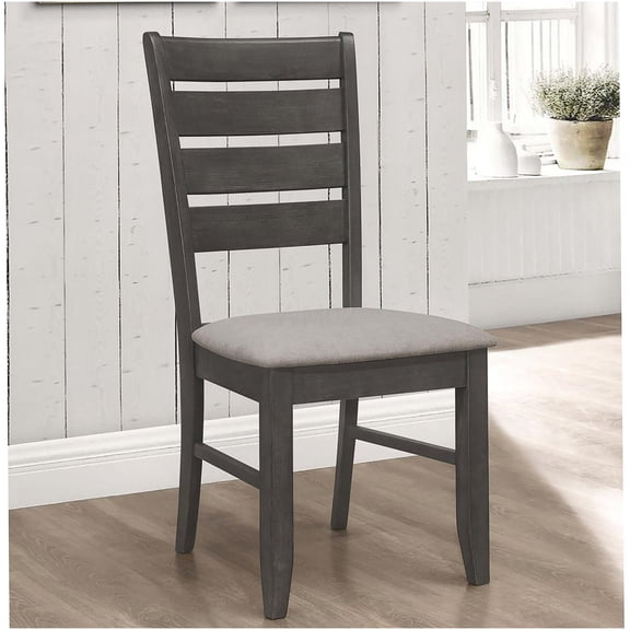 Modern Grey Upholstered Dining Chairs (Set of 2) with Padded Seats