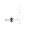 thumbnail image 4 of 1/4 Carat (Ctw) Garnet Halo Drop Ring in Sterling Silver with Diamonds for Women, 4 of 6