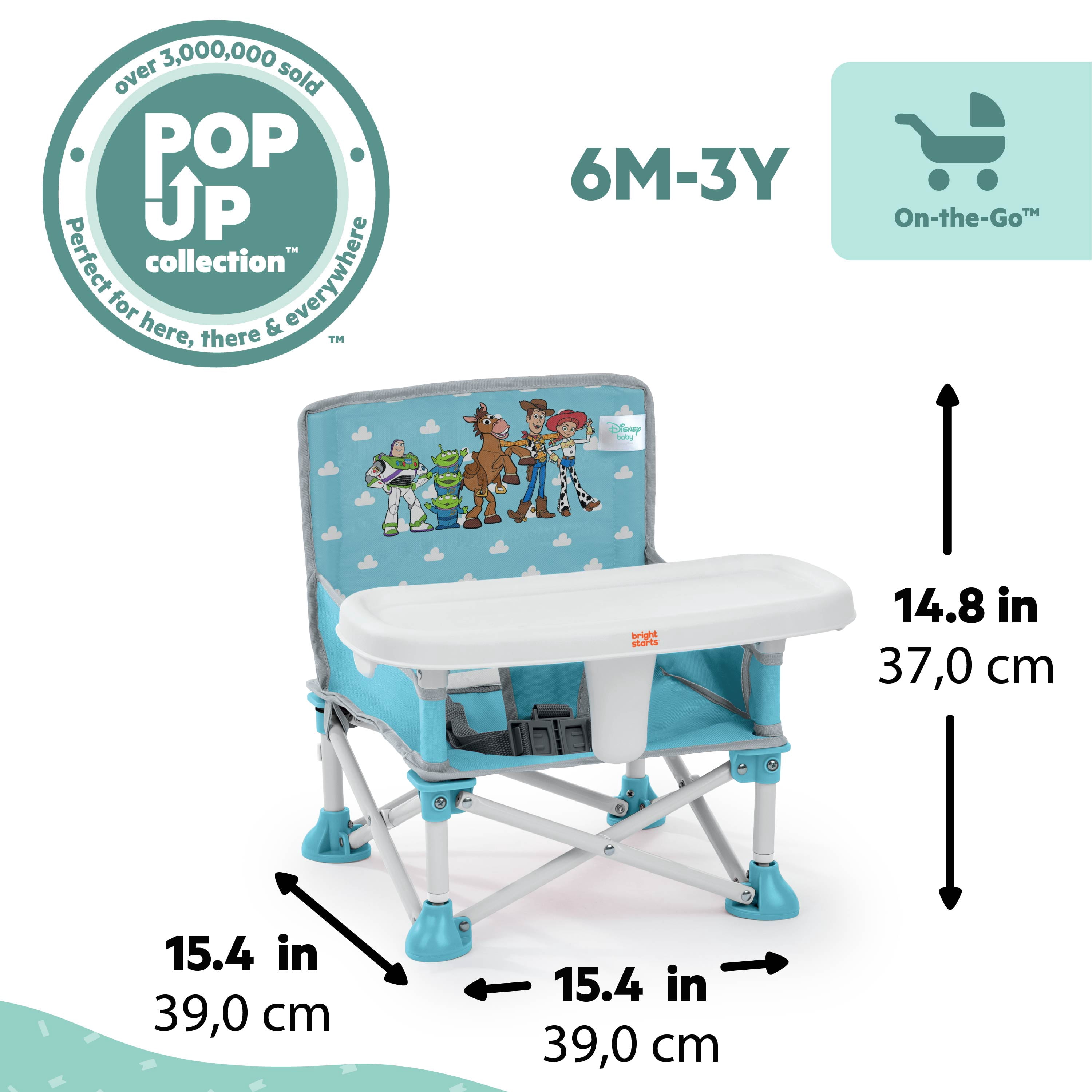 Bright Starts Disney Pixar Toy Story Pop 'N Sit Portable Booster, Infant to Toddler