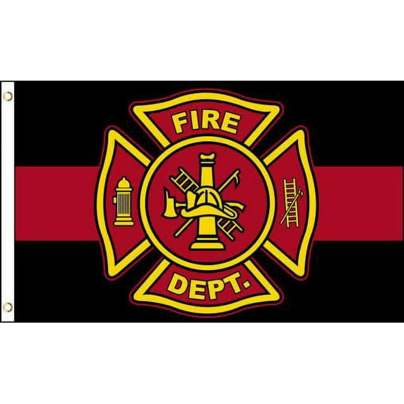 Fire Fighter Red Line 3'x5'  Flag Rough Tex ® 68D