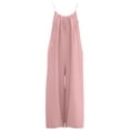 thumbnail image 7 of YOIAVIAOY Women Cotton Linen Jumpsuits Spaghetti Strap Overalls Backless Wide Leg Jumpsuit Casual Summer Rompers Pink XXL, 7 of 7