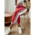 thumbnail image 4 of Women's Waist Tie Tapered Pants, Side Stripe Cropped Trousers with Pockets for Everyday, Casual, Gym & Athleisure Wear, 4 of 4