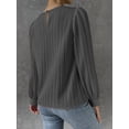 thumbnail image 6 of Women'S Long Sleeve Scoop Neck Pleated Front Fitted Blouse Tops Dark Gray M, 6 of 8