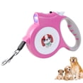 thumbnail image 1 of Correa retráctil para perros de dibujos animados: correa para perros escalable y resistente de 16 pies con linterna, rotura y bloqueo con un botón (rosa), 1 of 5