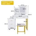 thumbnail image 6 of Aukfa Vanity Set with LED Lighted Mirror,Makeup Vanity Table,Power Outlet Dressing Table for Bedroom,White, 6 of 8