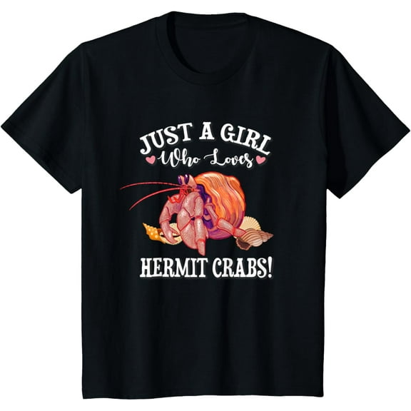 Girls Pet Hermit Crab Lover T-ShirtMen's and women's gift, black and white T-shirt, size: Extra large S-4XL