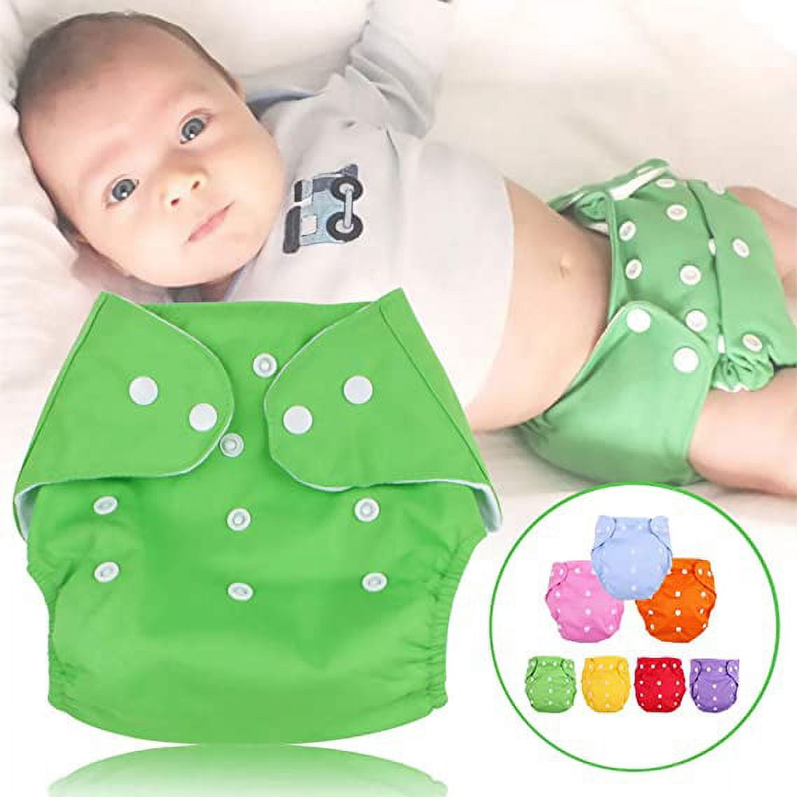 Duslogis 8 Pack Washable Diapers Waterproof Diapers One Size Washable Diapers for Baby- Baby Diaper Panties for 3-10KG Baby