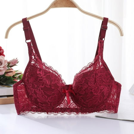Sexy Lace Bras For Women Plus Size Bra Ultra Thin Without Sponge Lingerie And Comfortable Breathable Large Chest Appears Smaller Underwear Red XXL 95C