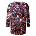 thumbnail image 4 of 3/4 Sleeve T Shirts For Women Lightweight Thin Casual Round Neck T Shirt Sequin Print Comfortable Top Fall Basic Blouses Vacation Clothes, 4 of 4
