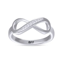 AFFY Infinity Promise Ring for Women | Round White Natural Diamond "Best Friends Forever" Stackable Wedding Bands Ring | 14K White Gold Over Sterling Silver Jewelry Gifts For Her (0.05Cttw)-4.5