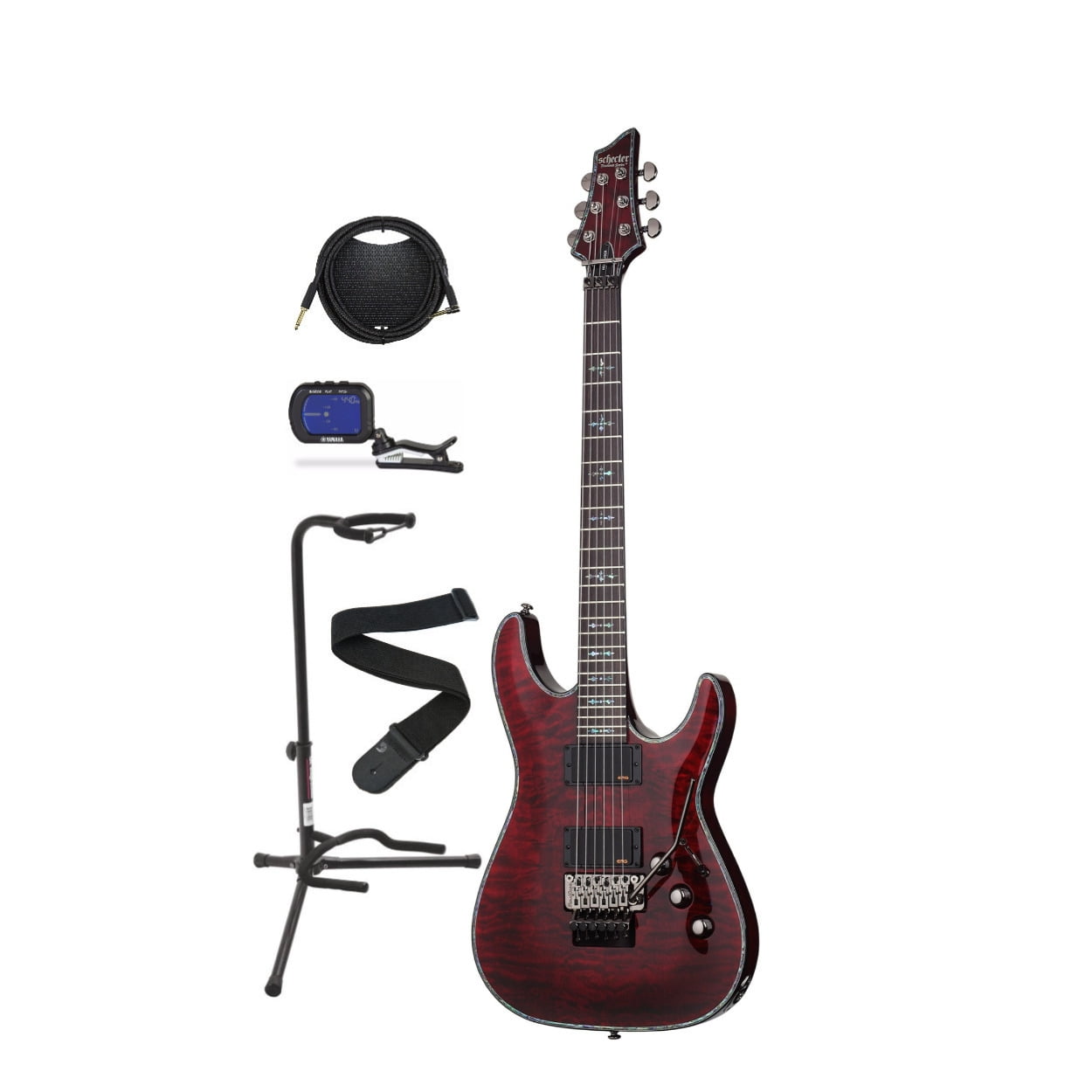 Schecter Hellraiser C-1 FR Electric Guitar (Black Cherry) With Stand ...