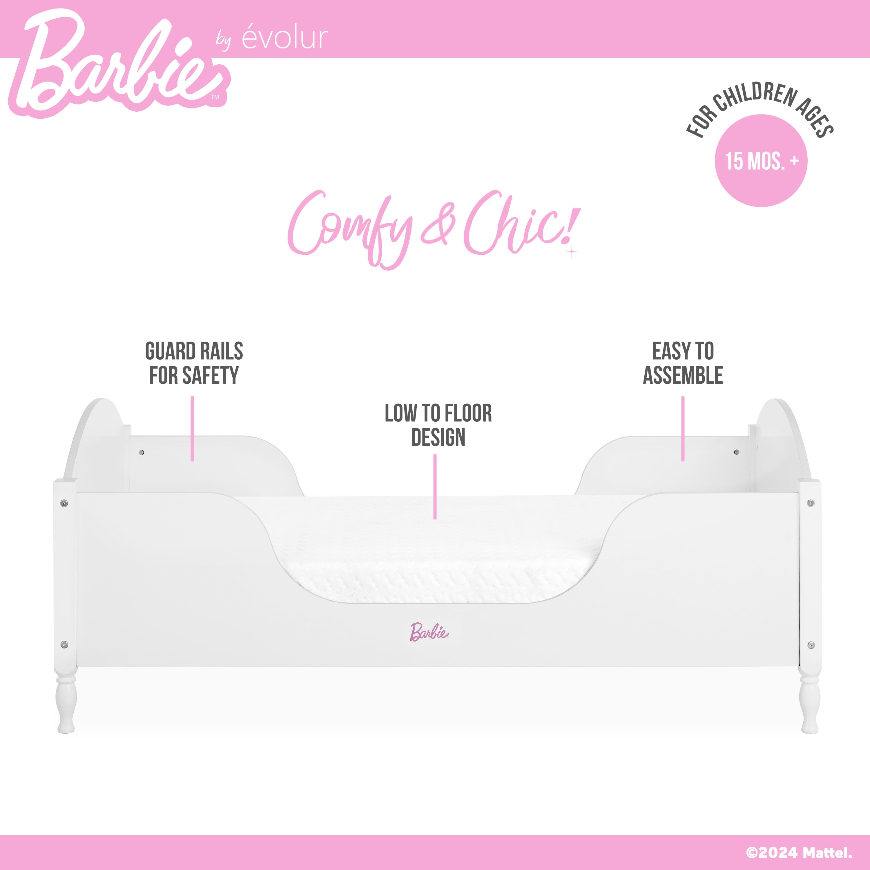 Evolur Barbie Dreamscape Toddler Bed in White