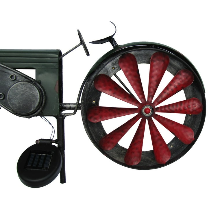 Solar Powered LED Light Garden Tractor Wind Spinner Lawn Ornament Solar Powered LED Light Garden Tractor Wind Spinner Lawn Ornament