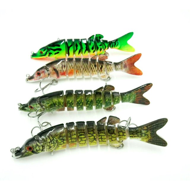 Realistic Pike Pickerel Fishing Lure bait Multi Jointed Crank 8