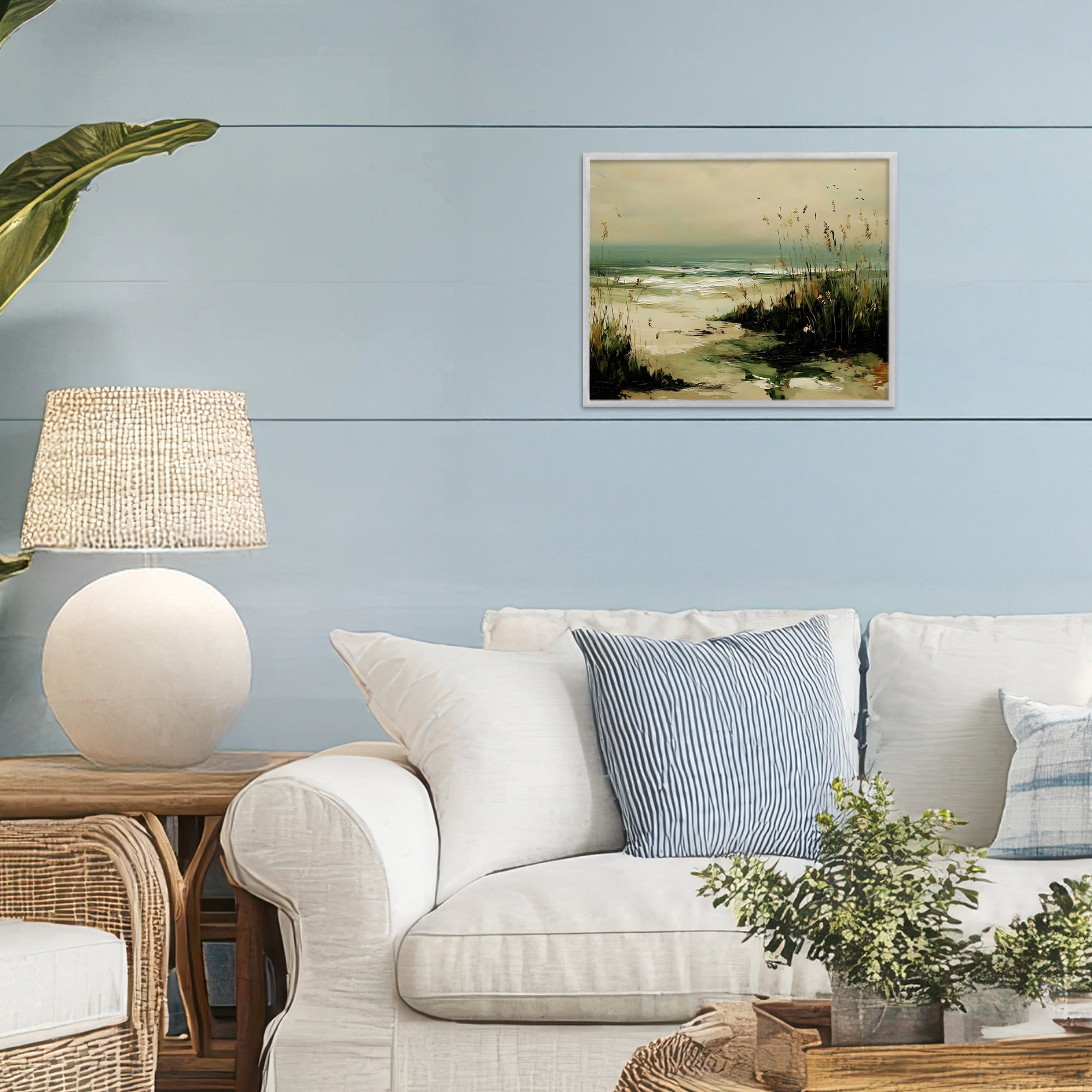 Stupell Industries Sea Oats on the Beach Gray Framed Giclee Art, design by Franklyn Gregory