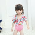 thumbnail image 4 of GYRATEDREAM Toddler Baby Girls One-Piece Swimsuit Kids Summer Graphic Print Short Sleeve Swimwear Bikini Bathing Suit for 3-9 Years, 4 of 7