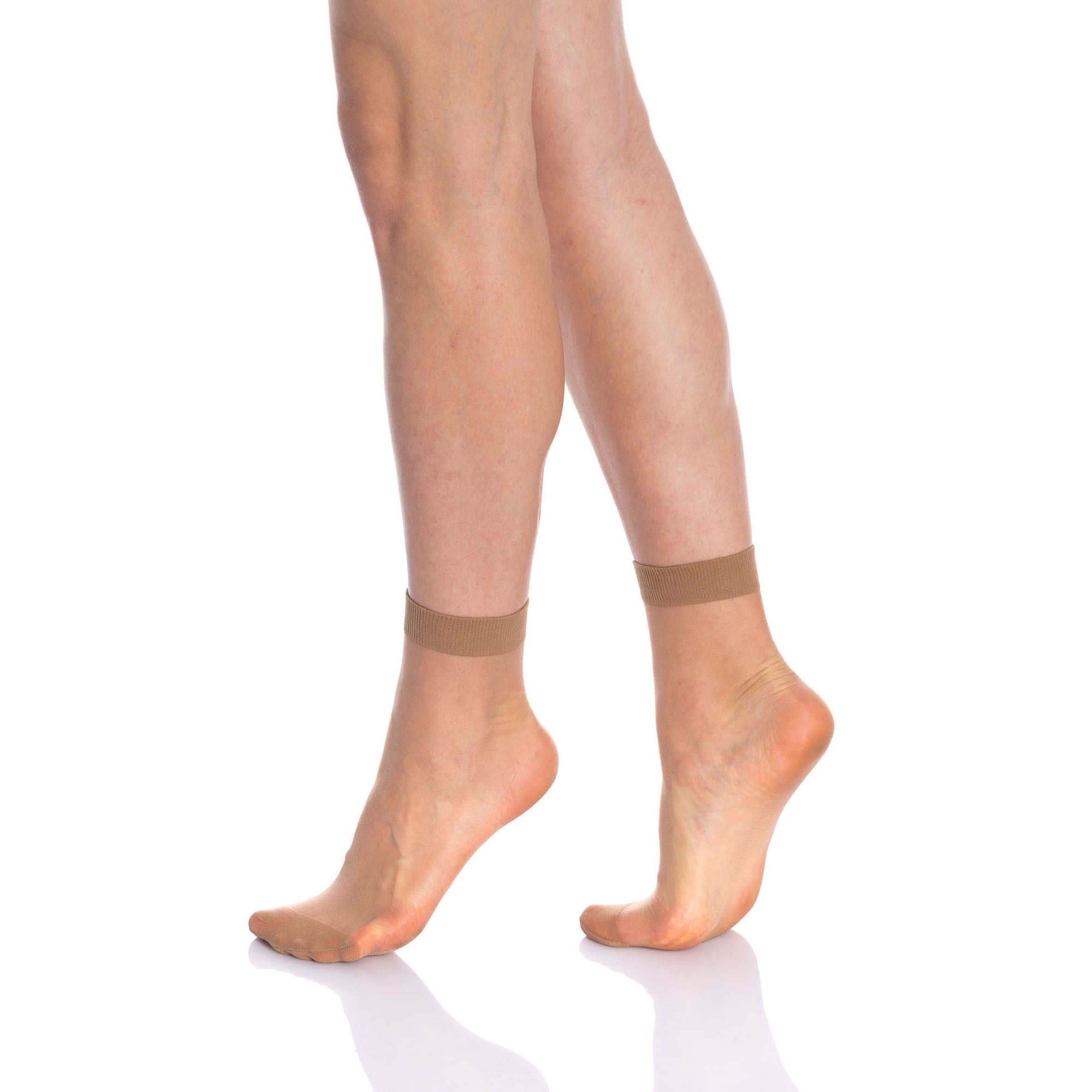 AWS/American Made Womens Sheer Ankle Socks 10 Pairs Bronze Low Cut