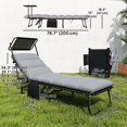 thumbnail image 2 of Set of 2 Outdoor Chaise Lounge Chairs, Light Grey Folding Sun Loungers with 5-Position Adjustable Backrest, 360° Canopy, Removable Cushions for Patio, Beach, and Camping, 2 of 7