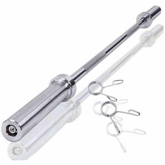 LuckyNote 48 Inch Curl Barbell Bar for Olympic Weight Plates, Stainless Steel Weight Bar with Diamond Knurled Grip for Home Gym Workouts, Silver