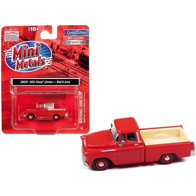 Classic Metal Works 30623 3,12 Po. Échelle 1-87 1955 Chevrolet Cameo Pickup Camion Modèle Voiture, Rouge & Ivoire