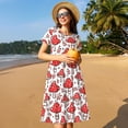 thumbnail image 4 of Easygdp Amanita Red Mushroom para Vestido Transpirable de Mujer, Vestido Suelto de Manga Corta con Pliegues y Bolsillos para el Verano, 4 of 6