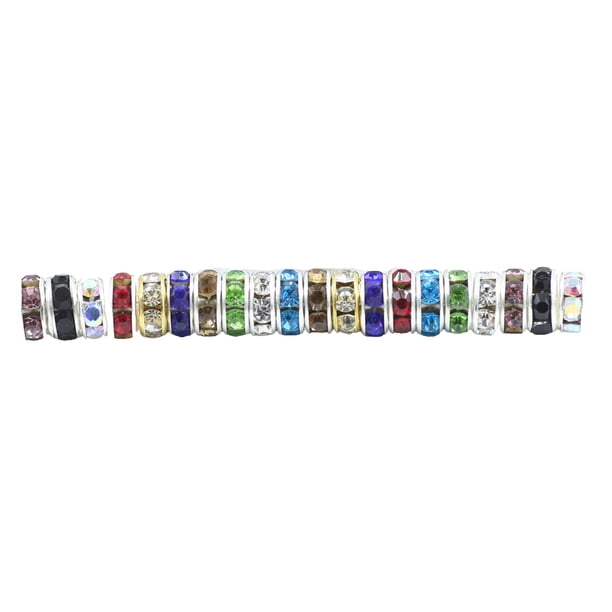 Yuarrent Rondelles de diamantes de imitación de 100 piezas con agujeros grandes, abalorios espaciadores, joyería de cristal, cuentas sueltas Artesanía color mezclado 8MM100 Piezas Yuarrent HA062301-11