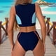 thumbnail image 4 of Traje de baño tankini de cintura alta con cremallera y bloques de color para mujer Traje de baño de dos piezas para mujer Trajes de baño tankini para mujer Traje de baño de 2 piezas para mujer Trajes, 4 of 7