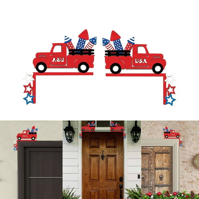 Patriotic Car and Home Entryway Decorations Set for Fourth of July Celebrations with Flag Design